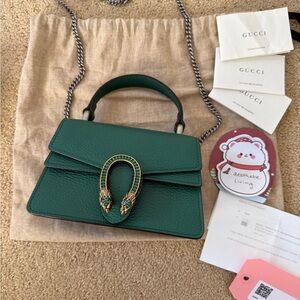 Gucci Emerald Green Leather Dionysus Mini Crossbody Bag